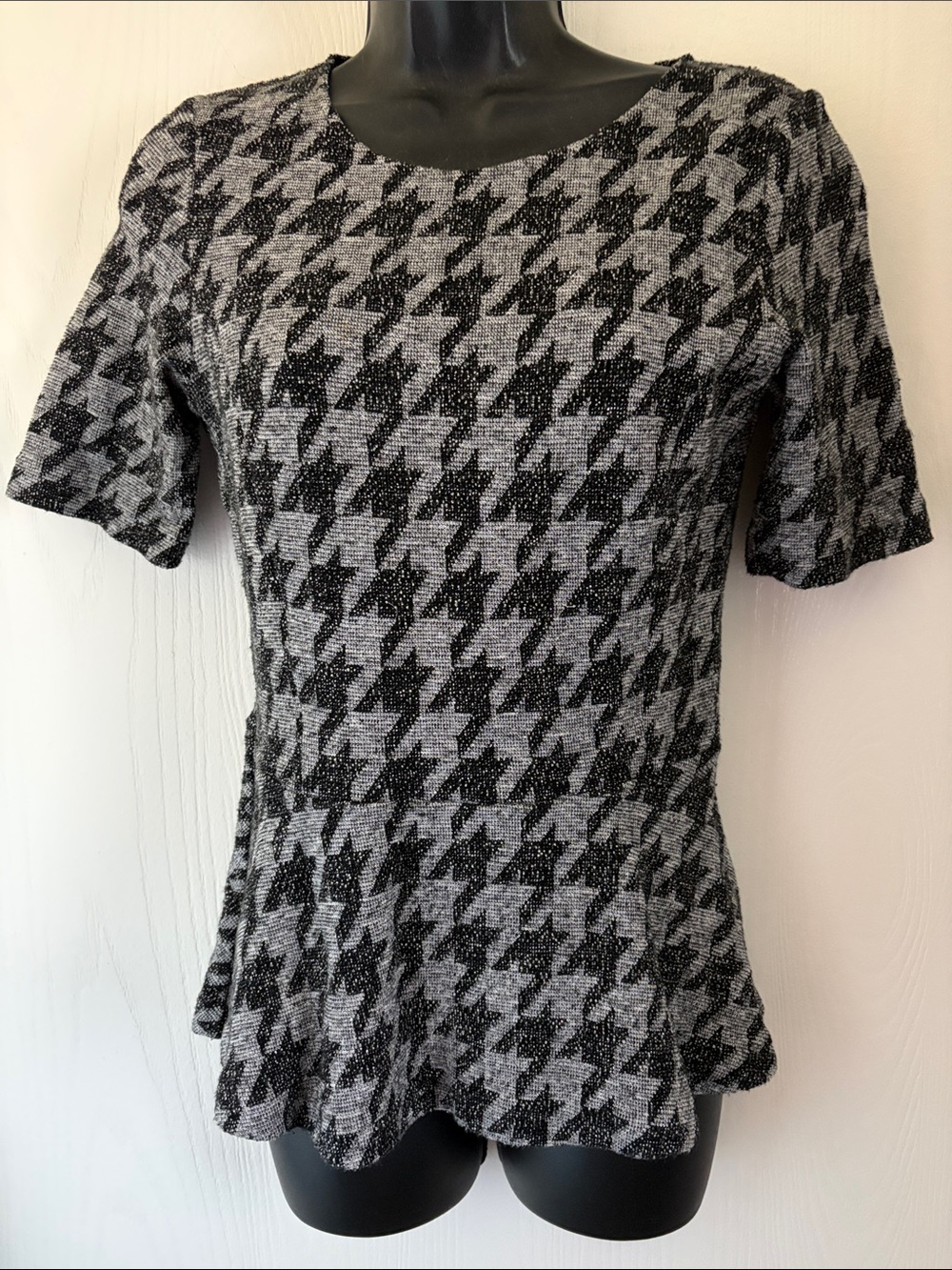 Theory Houndstooth Peplum Top